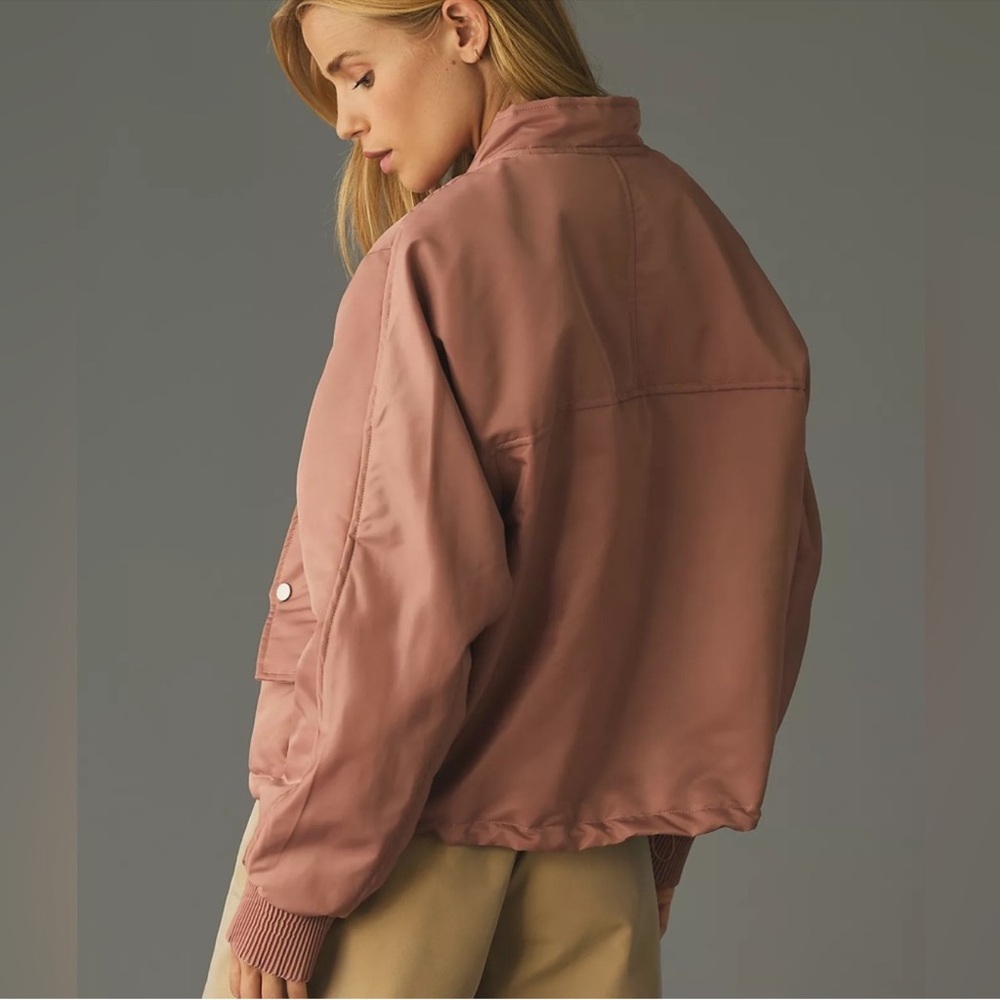 Anthropologie Dusty Pink Bomber Jacket Like New - Picture 3 of 6